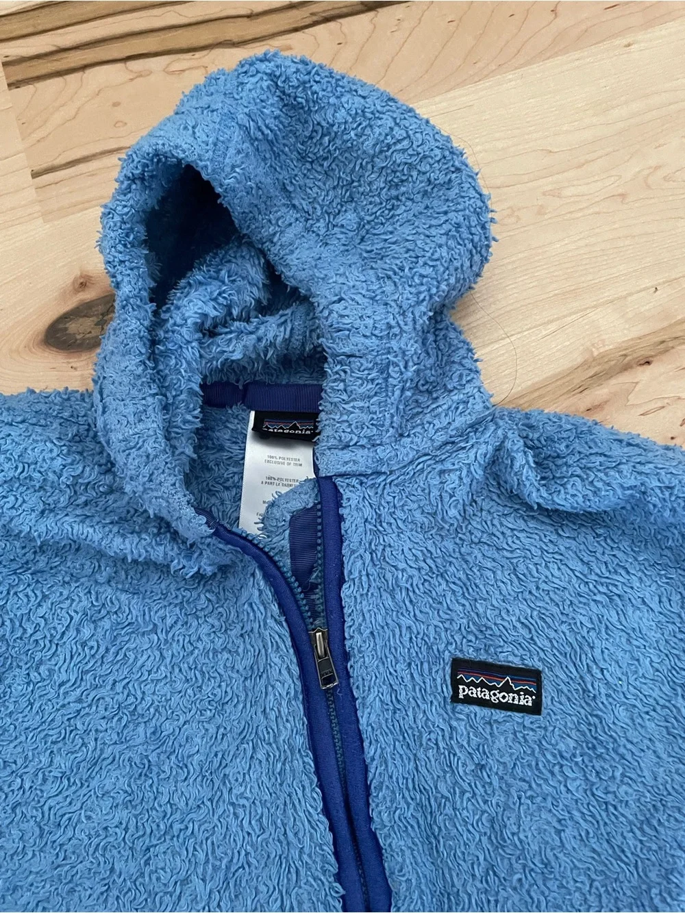 Patagonia Baby Plush Fleece Bunting Blue 6M Convertible Mittens Hooded